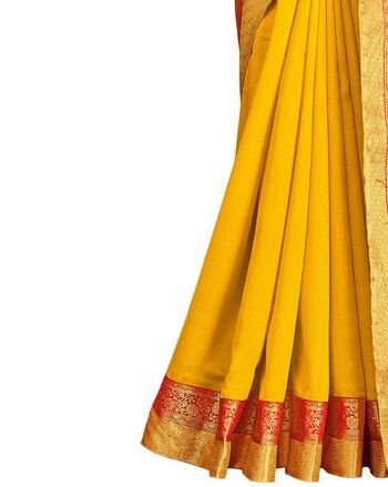 Vichitra Silk Yellow Color Saree With Blouse Piece by MGC