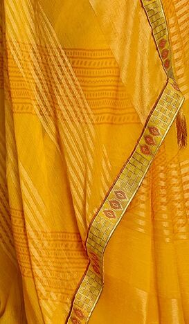 MGC Chiffon Yellow  colour saree with blouse piece SP779