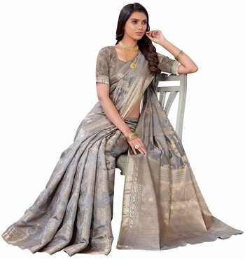 MGC SILK Grey colour saree with blouse piece SP1025