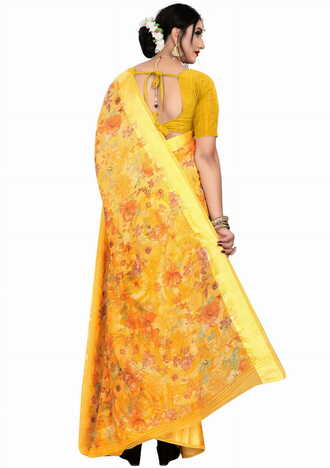 MGC Linen Mustard colour saree with blouse piece SP651