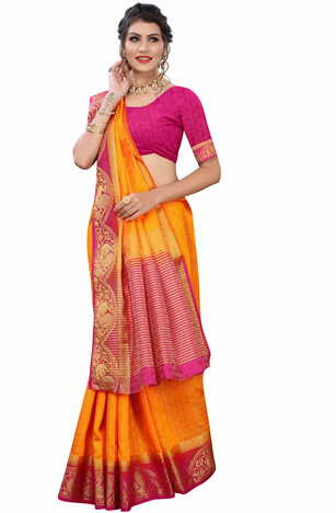 MGC Silk Mustard colour saree with blouse piece SP704