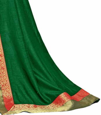 Vichitra Silk Green Color Saree With Blouse Piece by MGC