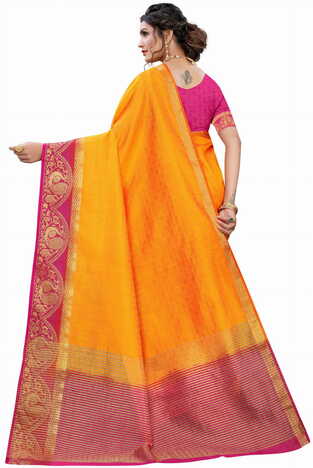 MGC Silk Mustard colour saree with blouse piece SP704