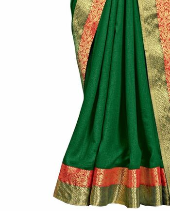 Vichitra Silk Green Color Saree With Blouse Piece by MGC