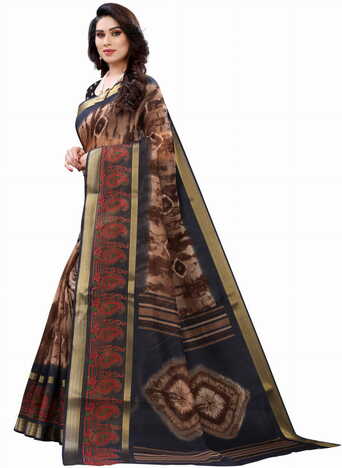 MGC Cotton Multi Colour Saree With Blouse Piece Sp580