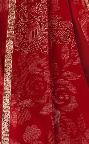 MGC Georgette  Red  colour saree with blouse piece SP781