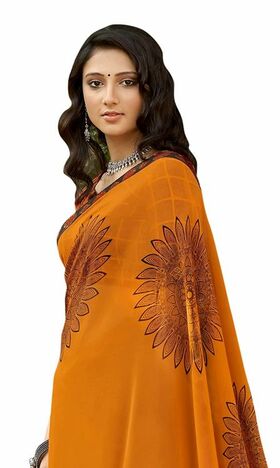 MGC Georgette  Orange colour saree with blouse piece SP853