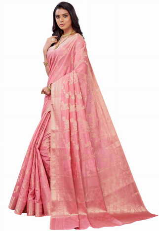 MGC SILK Pink colour saree with blouse piece SP1027