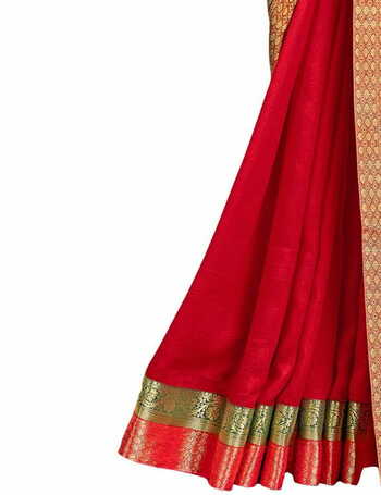 Vichitra Silk Red Color Saree With Blouse Piece by MGC