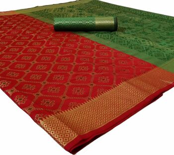 MGC Silk And  Jacquard Red Color Saree SP67