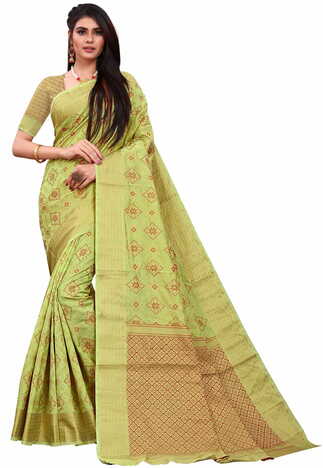 MGC Silk Green coloue sarees with blouse piece SP336