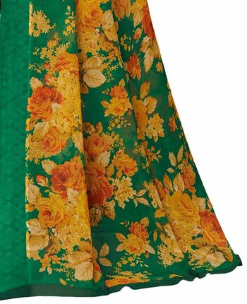 MGC Chiffon Green colour saree with blouse piece SP963