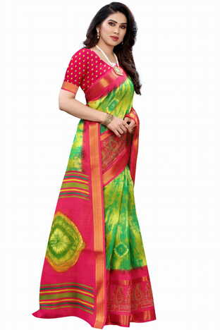 MGC Cotton Multi Colour Saree With Blouse Piece Sp583