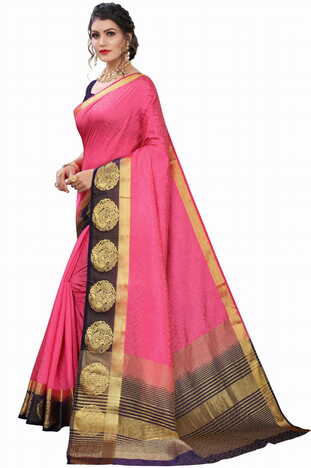 MGC Silk Pink colour saree with blouse piece SP709