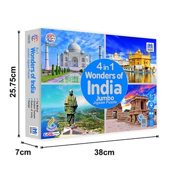 MGC Ratna's 4 in 1 Wonders of India Jumbo Jigsaw Puzzle (4 x 99 Pieces) Size 36 x 28.5 cm for Each Puzzle Educational Toy for Kids 5+ Years