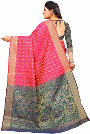 MGC Silk And  Jacquard Pink Color Saree SP63