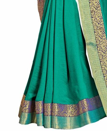 Vichitra Silk Turquoise Color Saree With Blouse Piece by MGC