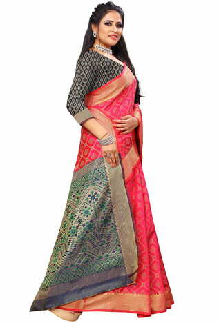 MGC Silk And  Jacquard Pink Color Saree SP63