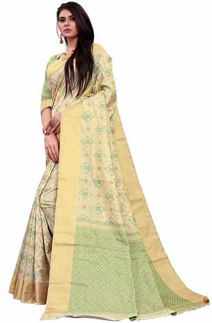 MGC Silk Beige coloue sarees with blouse piece SP339