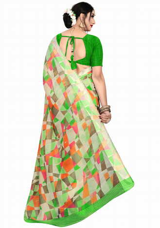 MGC Linen Multi colour saree with blouse piece SP656