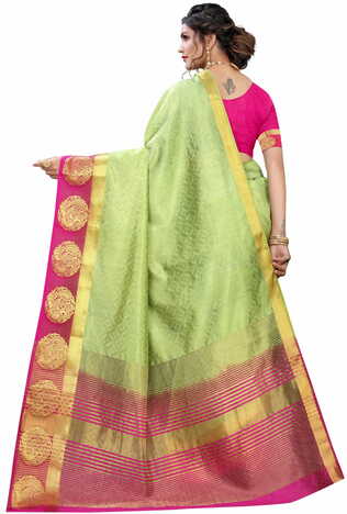 MGC Silk Green colour saree with blouse piece SP706