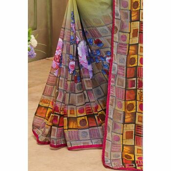 MGC Chiffon Multi  colour saree with blouse piece SP783