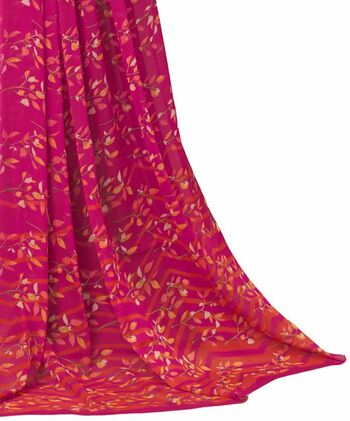 MGC Chiffon Pink colour saree with blouse piece SP964