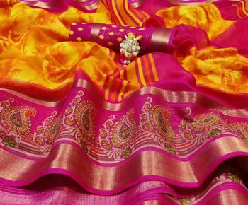 MGC Cotton Multi Colour Saree With Blouse Piece Sp581