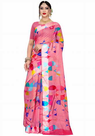 MGC Linen Multi colour saree with blouse piece SP655