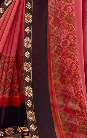 MGC Georgette  Pink colour saree with blouse piece SP855