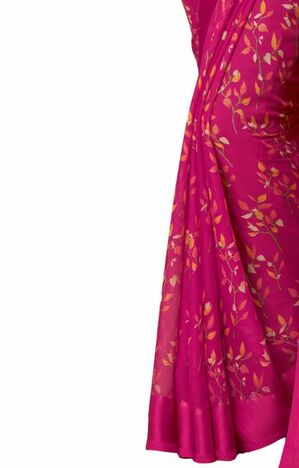 MGC Chiffon Pink colour saree with blouse piece SP964