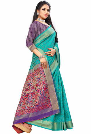 MGC Silk And  Jacquard Rama Color Saree SP65