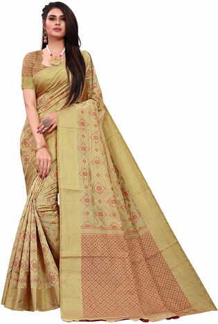 MGC Silk Off White coloue sarees with blouse piece SP337