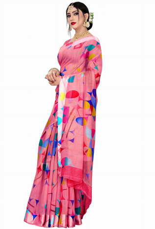 MGC Linen Multi colour saree with blouse piece SP655