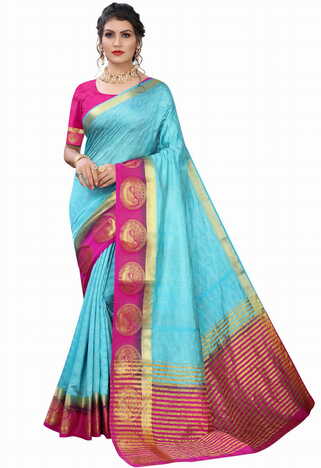 MGC Silk Blue colour saree with blouse piece SP707