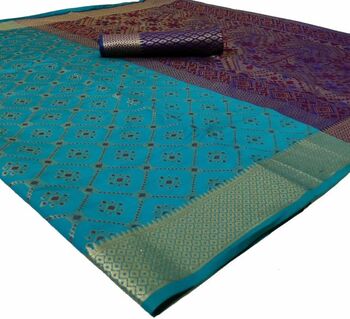 MGC Silk And  Jacquard Rama Color Saree SP65