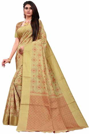 MGC Silk Off White coloue sarees with blouse piece SP337