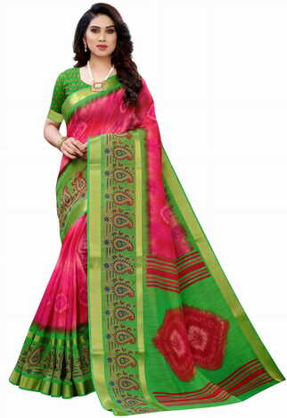 MGC Cotton Pink Colour Saree With Blouse Piece Sp582