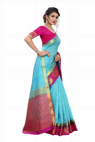 MGC Silk Blue colour saree with blouse piece SP707