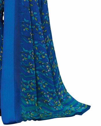 MGC Chiffon Blue colour saree with blouse piece SP965