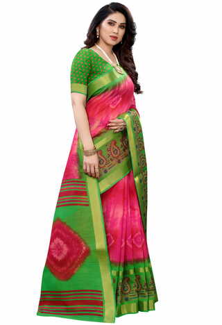 MGC Cotton Pink Colour Saree With Blouse Piece Sp582