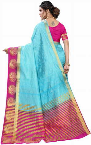 MGC Silk Blue colour saree with blouse piece SP707