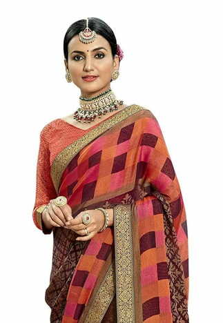 MGC Chiffon Multi colour saree with blouse piece SP785