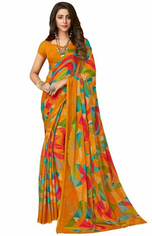 MGC Chiffon Mulitcolor colour saree with blouse piece SP902