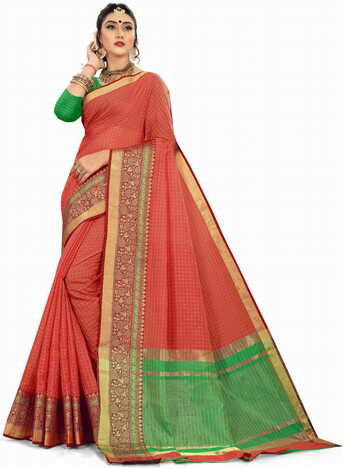 MGC Cotton Pink Colour saree with blouse Piece  SP249