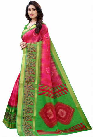 MGC Cotton Pink Colour Saree With Blouse Piece Sp582