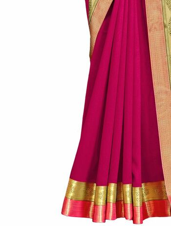 Vichitra Silk Magenta Color Saree With Blouse Piece by MGC