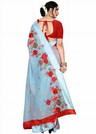 MGC Linen Blue colour saree with blouse piece SP658