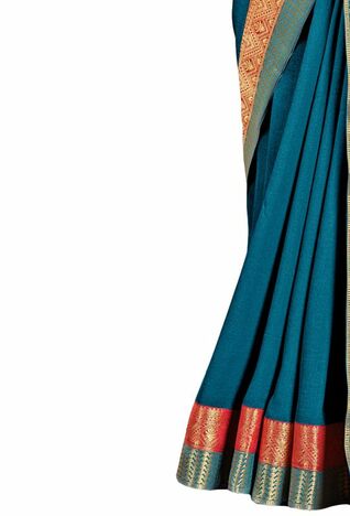 Vichitra Silk Blue Color Saree With Blouse Piece by MGC