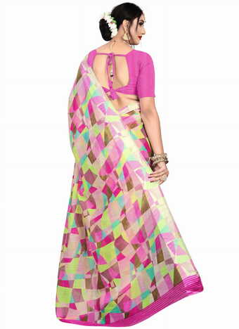 MGC Linen Multi colour saree with blouse piece SP657